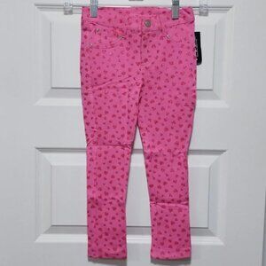 Bizfete Girls Size 5/6 Long Pants Pink Sparkle Hearts 95 Cotton/5 Spandex